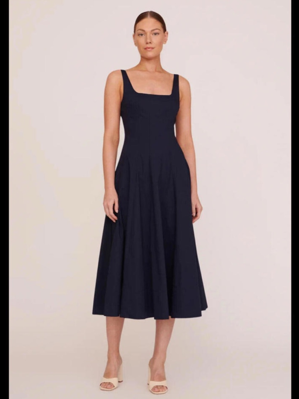 STAUD Wells Midi Dress in Navy Size 6 in Navy NWT - Picture 2 of 15